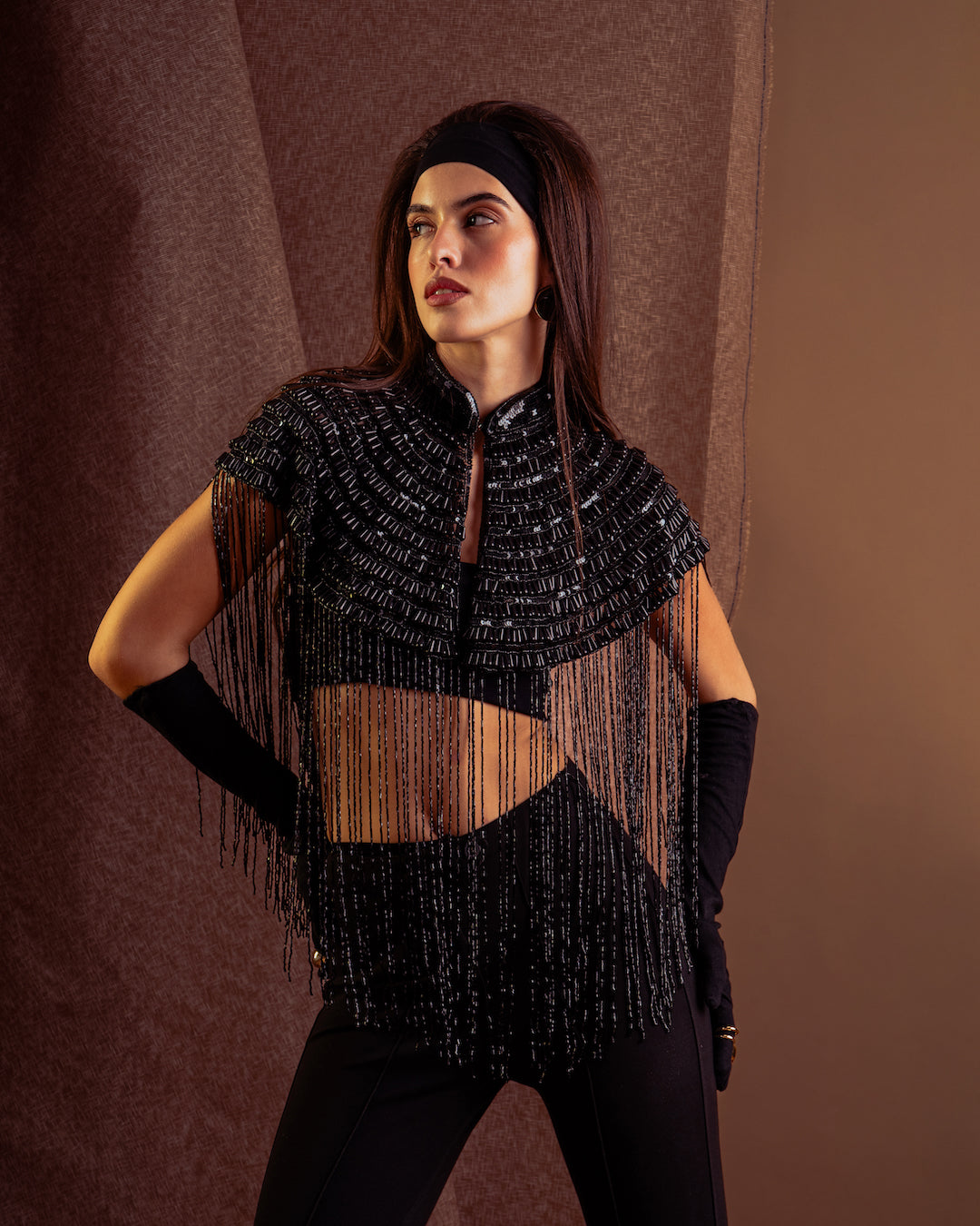 BLACK BEADER CAPE